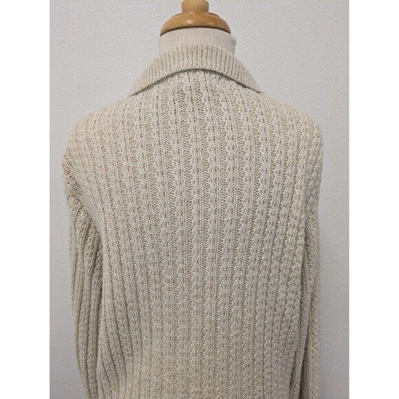 Vintage Jennifer Moore Ivory Open Knit Chunky Zip Up Sweater sz 8 Neutral Basic - Picture 8 of 10